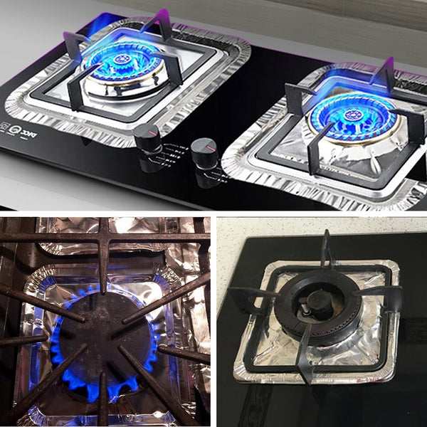 Universal Gas Stove Burner Protectors Square Aluminum Foil Liners (50 Pack)