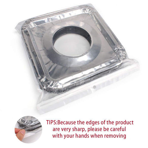 Universal Gas Stove Burner Protectors Square Aluminum Foil Liners (50 Pack)