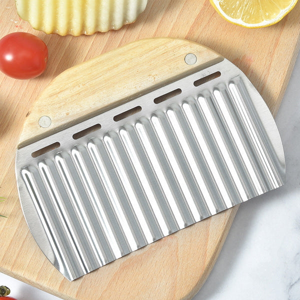 Dough Scraper Cutter Ribbed Knife Baking Utensils Potato Golf Baker's Pizza Kitchen Aid Vegetable Silver And Wood 3 Pieces Other Baking Accessories