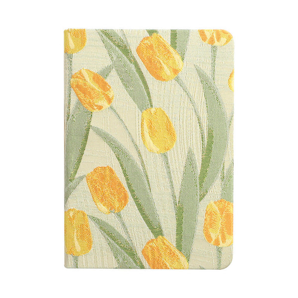 A5 Notebook Diary Bullet Journal Writing Book Tulips Sketchbook Notepad Travel Office Supplies School Gift For Her Hardcover Yellow And Green 1 Piece