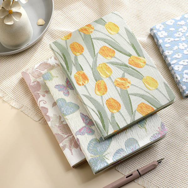 A5 Notebook Diary Bullet Journal Writing Book Tulips Sketchbook Notepad Travel Office Supplies School Gift For Her Hardcover Yellow And Green 1 Piece