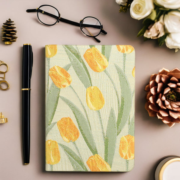 A5 Notebook Diary Bullet Journal Writing Book Tulips Sketchbook Notepad Travel Office Supplies School Gift For Her Hardcover Yellow And Green 1 Piece