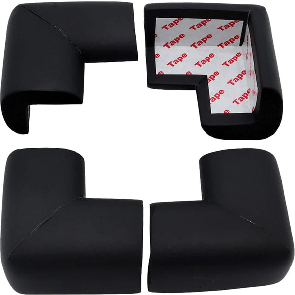 Corner Protectors Table Corners Furniture Bumpers Protective Pads Wall Door Stopper Foam Rubber Strips Self Adhesive Edge Universal Black 12 Piece Fur