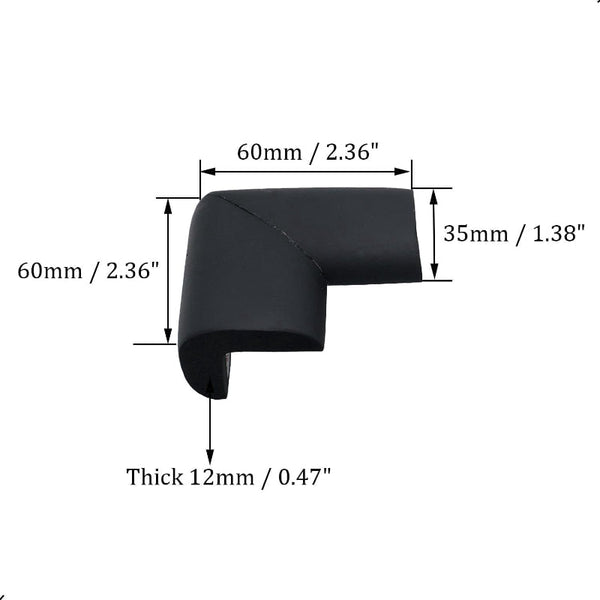 Corner Protectors Table Corners Furniture Bumpers Protective Pads Wall Door Stopper Foam Rubber Strips Self Adhesive Edge Universal Black 12 Piece Fur