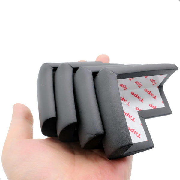 Corner Protectors Table Corners Furniture Bumpers Protective Pads Wall Door Stopper Foam Rubber Strips Self Adhesive Edge Universal Black 12 Piece Fur