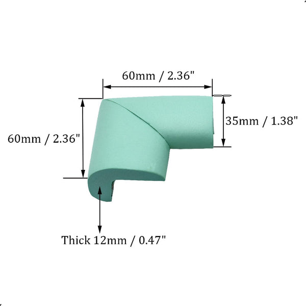 Corner Protectors Table Corners Furniture Bumpers Protective Pads Wall Door Stopper Foam Rubber Strips Self Adhesive Edge Universal Mint Green 12 Edge