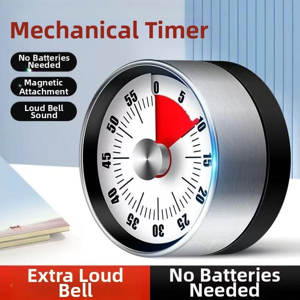 Kitchen Timer Egg Stopwatch Mechanical Clock Pomodoro Utensils Cooking Baking Gadgets Alarm Stainless Steel Magnet White 1 Piece Timers