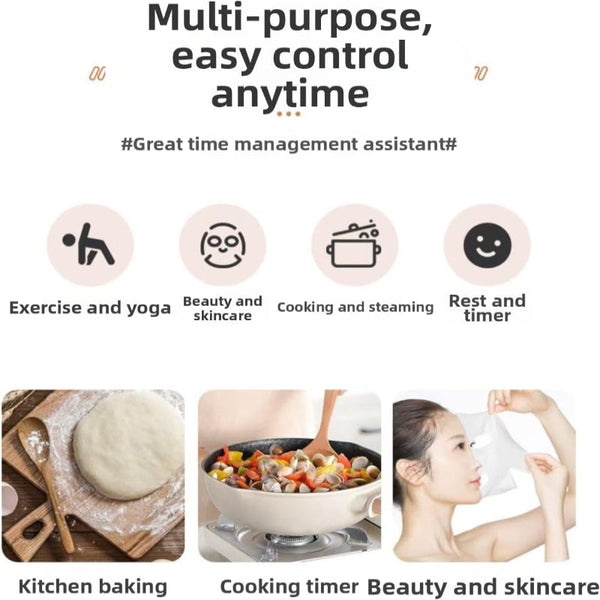 Kitchen Timer Egg Stopwatch Mechanical Clock Pomodoro Utensils Cooking Baking Gadgets Alarm Stainless Steel Magnet White 1 Piece Timers
