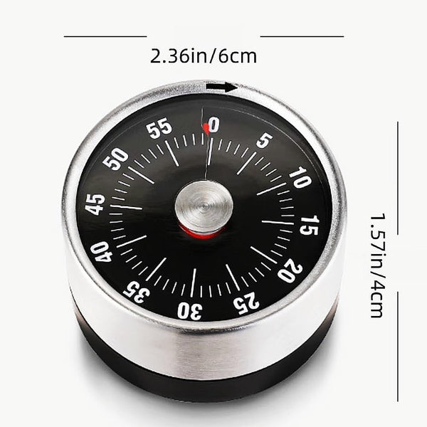 Kitchen Timer Egg Stopwatch Mechanical Clock Pomodoro Utensils Cooking Baking Gadgets Alarm Stainless Steel Magnet Black 1 Piece Timers