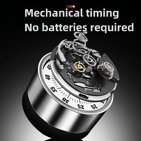 Kitchen Timer Egg Stopwatch Mechanical Clock Pomodoro Utensils Cooking Baking Gadgets Alarm Stainless Steel Magnet Black 1 Piece Timers