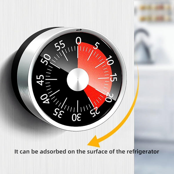 Kitchen Timer Egg Stopwatch Mechanical Clock Pomodoro Utensils Cooking Baking Gadgets Alarm Stainless Steel Magnet Black 1 Piece Timers
