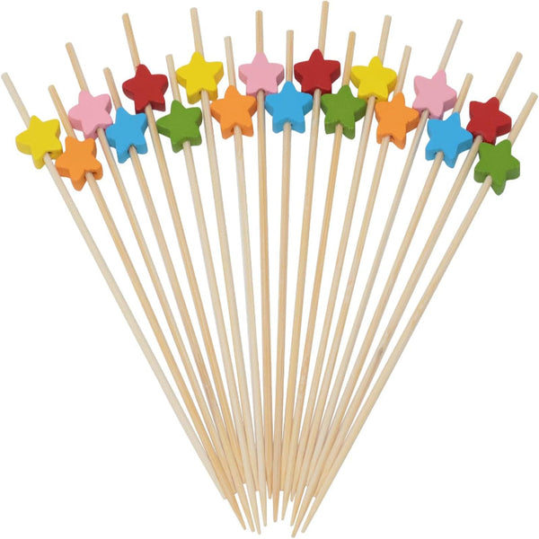tail Sticks Satay Tapas Stars Party Supplies Snacks Birthday Decoration Christmas New Year's Eve Children's Treat Buffet Wood Bamboo 12 Cm Multi Color