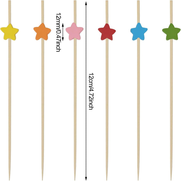 tail Sticks Satay Tapas Stars Party Supplies Snacks Birthday Decoration Christmas New Year's Eve Children's Treat Buffet Wood Bamboo 12 Cm Multi Color