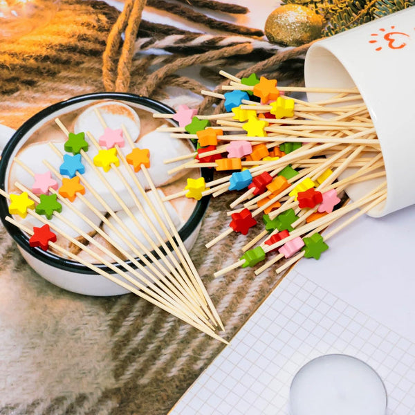 tail Sticks Satay Tapas Stars Party Supplies Snacks Birthday Decoration Christmas New Year's Eve Children's Treat Buffet Wood Bamboo 12 Cm Multi Color