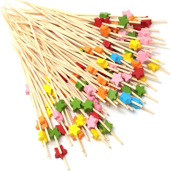 tail Sticks Satay Tapas Stars Party Supplies Snacks Birthday Decoration Christmas New Year's Eve Children's Treat Buffet Wood Bamboo 12 Cm Multi Color