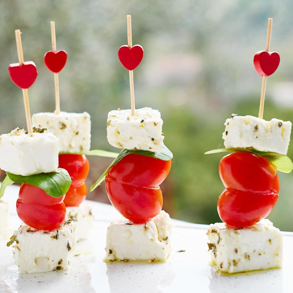 tail Sticks Satay Tapas Hearts Party Supplies Snacks Valentine's Day Wedding Love Decoration High Tea Treat Buffet Cheese Wood Bamboo 12 Cm Red 100 Pi