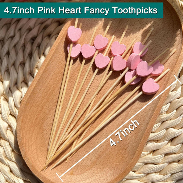 tail Sticks Satay Tapas Hearts Party Supplies Snacks Baby Shower Gender Reveal Birthday Decoration Treat Buffet Wood Bamboo 12 Cm Pink 100 Pieces tail