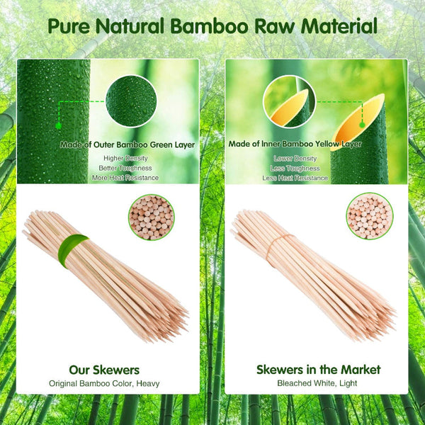 200 Pack 30Cm Natural Bamboo Skewers For Grilling Bbqs And Parties Barbecue Accessories