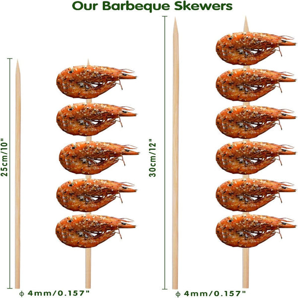200 Pack 30Cm Natural Bamboo Skewers For Grilling Bbqs And Parties Barbecue Accessories