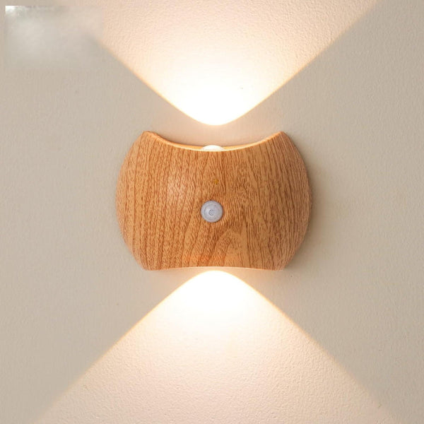 Indoor Wall Lamp Night Light With Motion Sensor Wireless Led Rechargeable Stair Lighting Closet Bedroom Usb Magnetic Warm White Wood 1 Piece Lamps