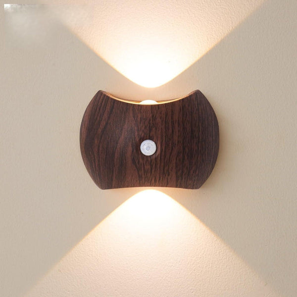Indoor Wall Lamp Night Light With Motion Sensor Wireless Led Rechargeable Stair Lighting Closet Bedroom Usb Magnetic Warm White Dark Wood 1 Piece Lamp