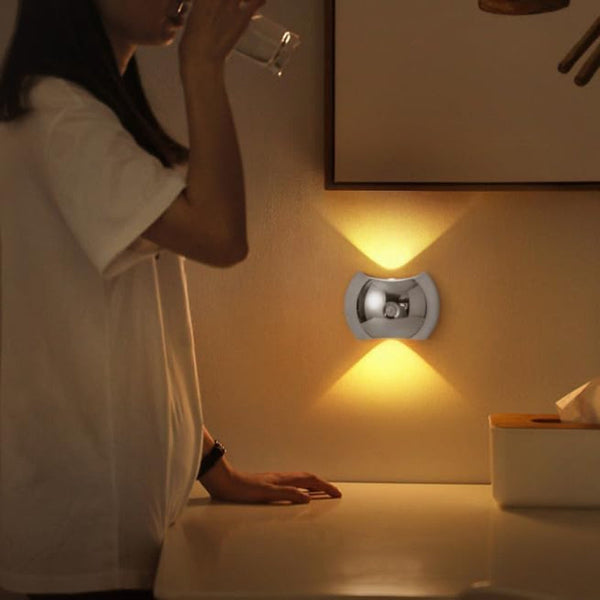 Indoor Wall Lamp Night Light With Motion Sensor Wireless Led Rechargeable Stair Lighting Closet Bedroom Usb Magnetic Rgb Color Black 1 Piece Lamps
