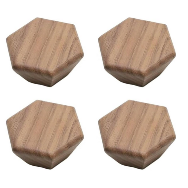 Walnut Wood Hexagon Furniture Handles Set Of 4