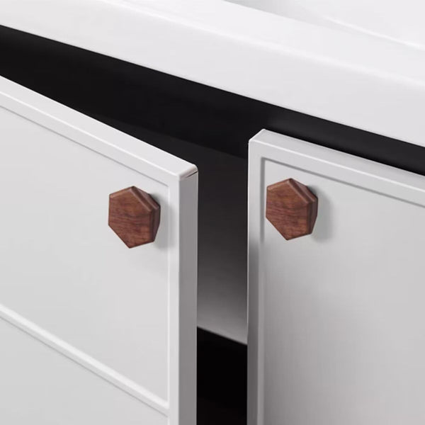 Walnut Wood Hexagon Furniture Handles Set Of 4