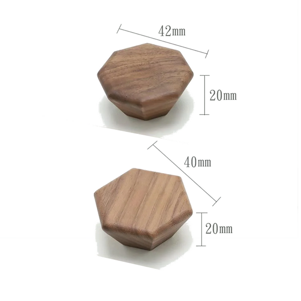 Walnut Wood Hexagon Furniture Handles Set Of 4