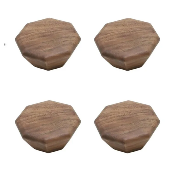 Walnut Wood Hexagon Furniture Handles Set Of 4