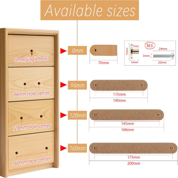 Set Of 6 Caramel Leather Loop Handles With Brass Screws