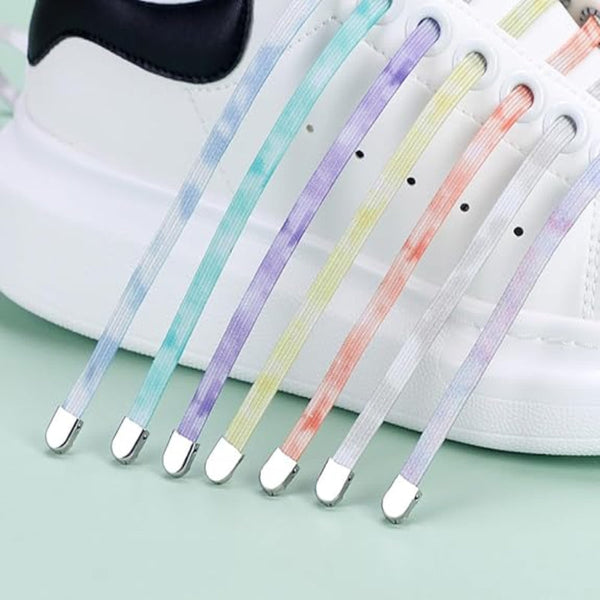 Elastic Laces Speed No Tie Running Shoelaces Lazy Sports Sneakers Tying Stretchy Required Blue Purple 2 Pairs Shoe Laces