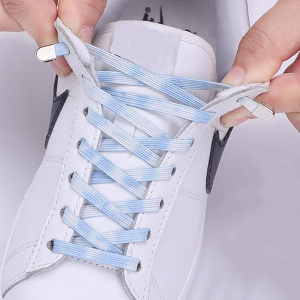 Elastic Laces Speed No Tie Running Shoelaces Lazy Sports Sneakers Tying Stretchy Required Blue Purple 2 Pairs Shoe Laces