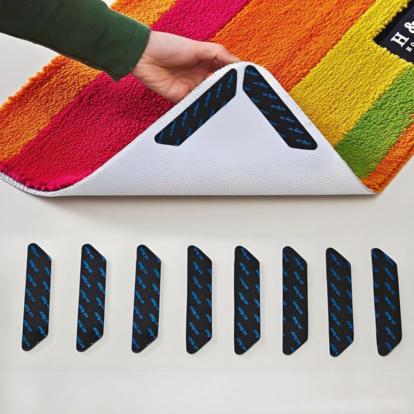 Carpet Stoppers Anti Slip Mat Rug Grippers Stickers Fixer Sofa Cover Undermat Stair Self Adhesive Xl Black 8 Pieces Rugs