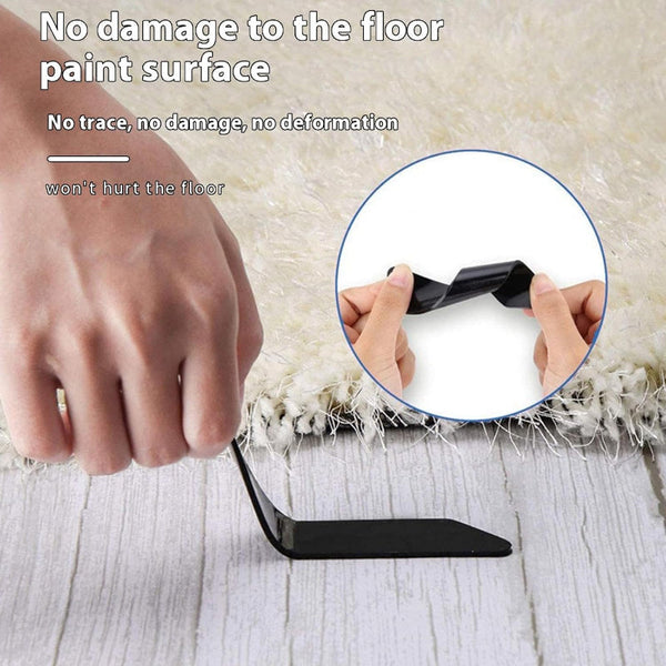 Carpet Stoppers Anti Slip Mat Rug Grippers Stickers Fixer Sofa Cover Ultra Thin Undermat Discreet Black 4 Pieces Rugs
