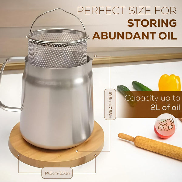 2.0L Stainless Steel Deep Fryer With Basket And Sieve Deep Fryers