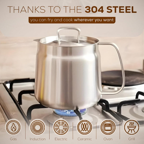 2.0L Stainless Steel Deep Fryer With Basket And Sieve Deep Fryers