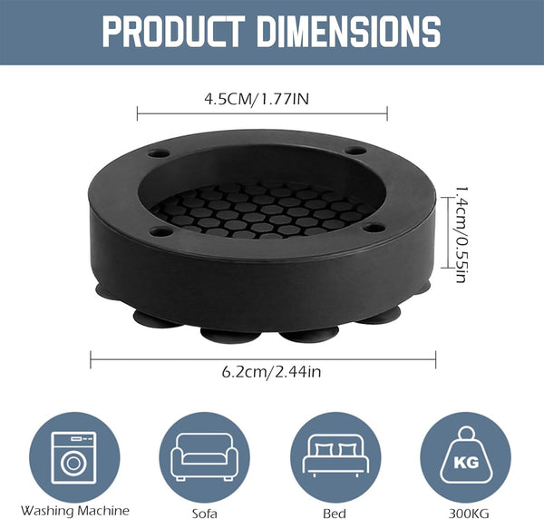 Washing Machine Vibration Dampers Feet Anti Pads Appliance Accessories Sound Dampener Riser Slip Mat Dryer Floor Protection Black 6Pcs Washing Machine