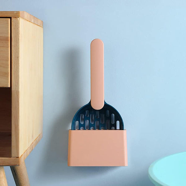 Cat Litter Scoop Accessories With Holder Toilet Cleaning Sieve Pet Supplies Cats Sturdy Plastic Blue 1 Piece Litter Scoops