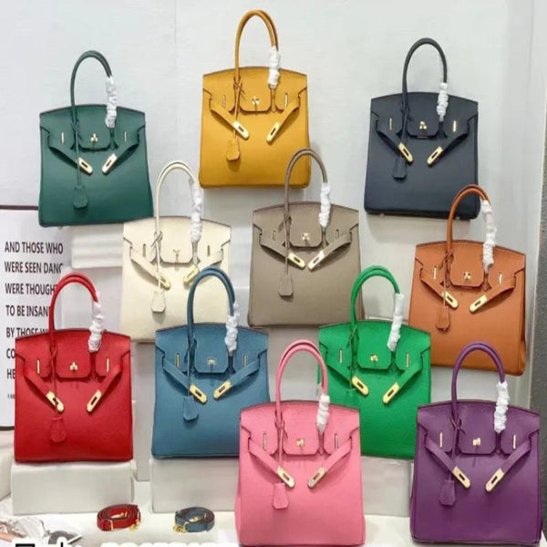 2025 Euro American Elegant Lychee Leather Shoulder Bag Birkin 35 Lemon Yellow Women's Bags & Handbags