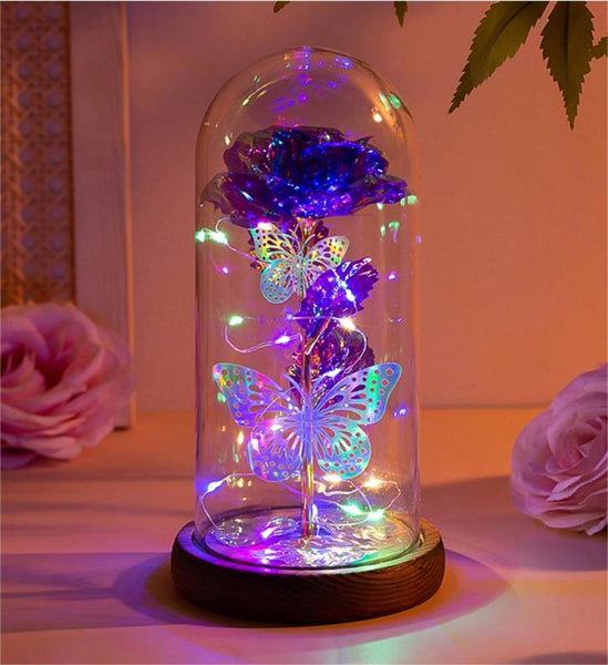 Purple & Silver Butterfly Lantern Festive Decorative Led Light Night Lights