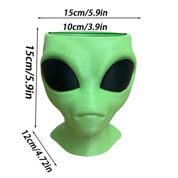 Alien Bust Plant Pot Sci Fi Indoor Planter Grey Baskets Pots Window Boxes