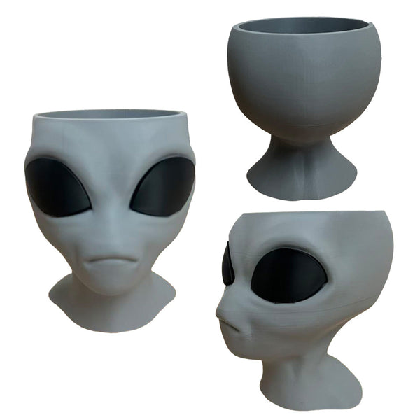 Alien Bust Plant Pot Sci Fi Indoor Planter Grey Baskets Pots Window Boxes