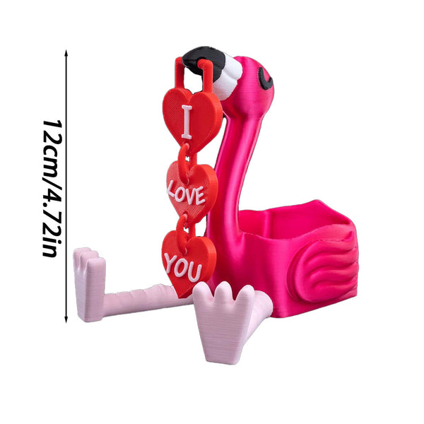 Romantic Flamingo Figurine Cute Love Decor Sculpture With Storage Container Sculptures & Figurines