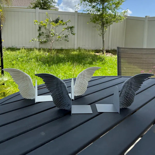 Angel Wings 3D Printed Fantasy Gothic Bookshelf Decor Bookends