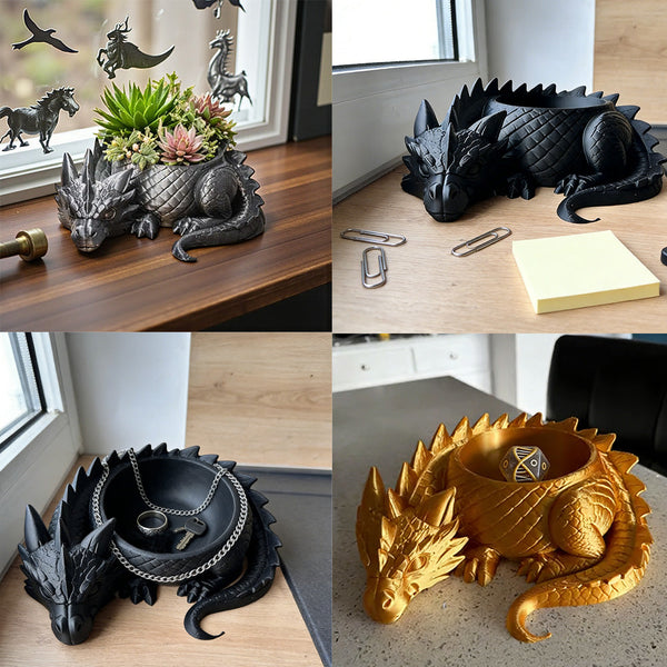 Sleeping Dragon 3D Printed Flowerpot & Fantasy Home Decor Baskets Pots Window Boxes