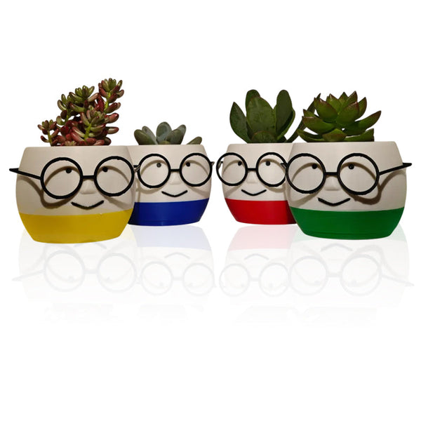 3D Printed Glass Flower Pots White & Yellow Single Piece Baskets Pots Window Boxes