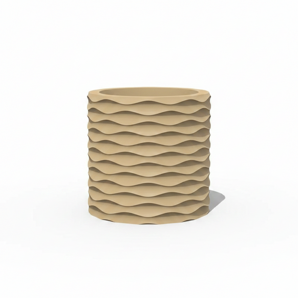 3D Printed Modern Wave Flower Pot Water Storing Rotating Base Flesh Color Single Piece Planters & Vases