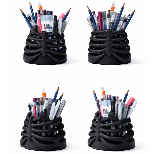 3D Printed Rib Pen Holder Skeleton Desktop Organizer Is Both A Practical And Sculpture. Pen Holders