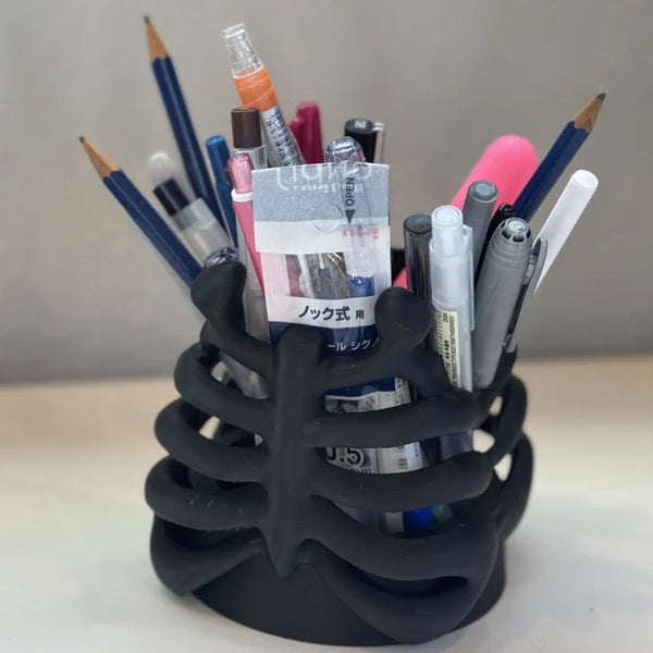 3D Printed Rib Pen Holder Skeleton Desktop Organizer Is Both A Practical And Sculpture. Pen Holders